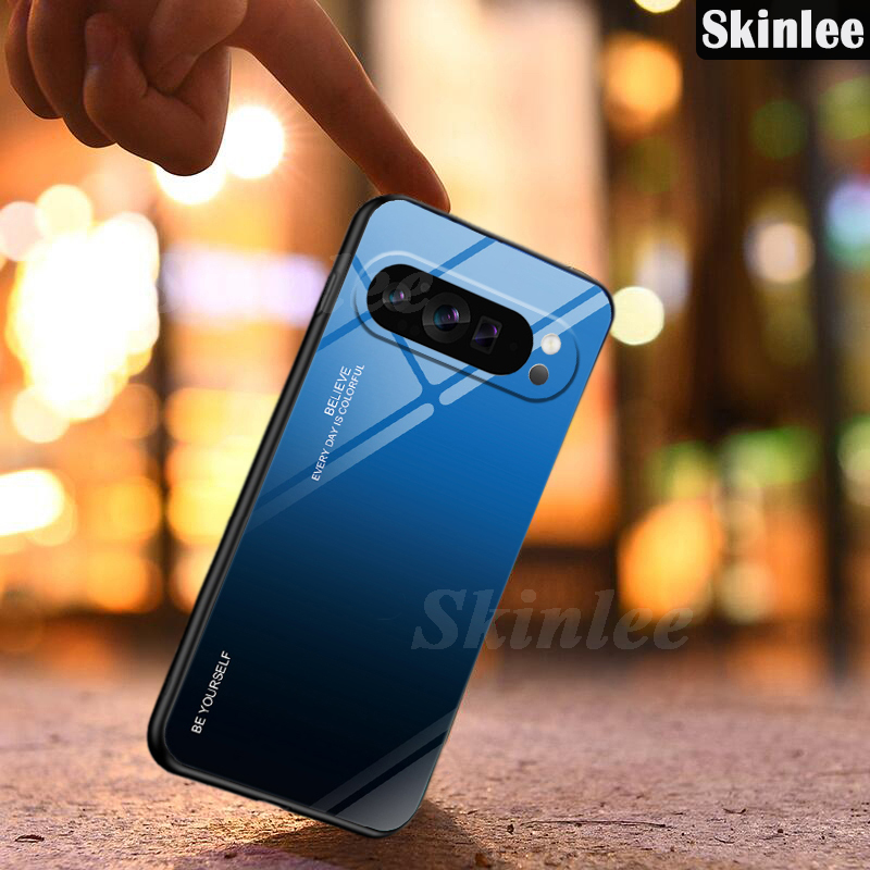 Phone case For Google Pixel 9 9 Pro Back cover Gradient Tempered Glass Protector Mirror Hard Cover For Google Pixel 9 Pro XL Cover cases