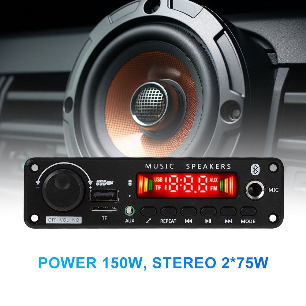 HLINKEY 2*75W Khuếch Đại Bluetooth Bảng Giải Mã 8V-26V 6.5Mm Microphone FM Đài Phát Thanh USB TF Xe MP3 Máy Nghe Nhạc Loa điều khiển âm lượng
