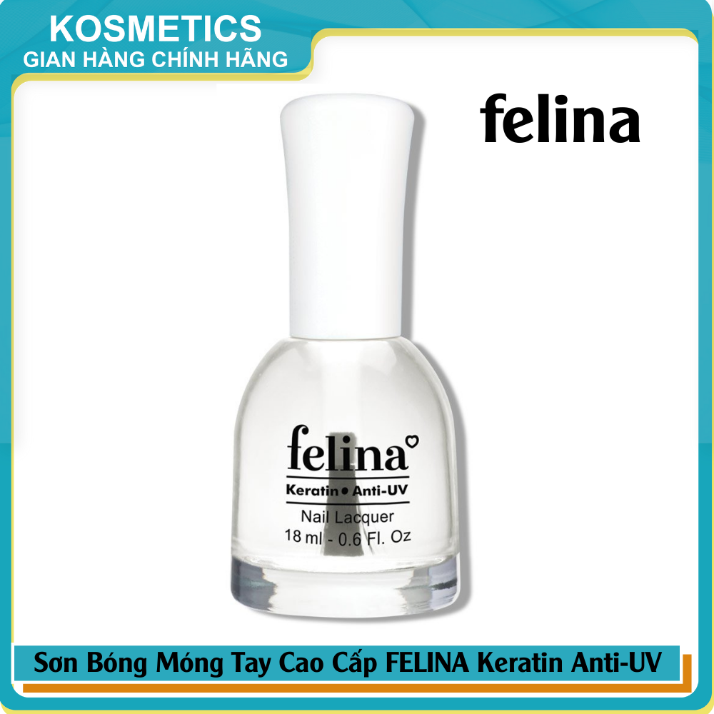 Sơn bóng móng tay cao cấp không lem mau khô felina deluxe keratin anti-uv 18ml