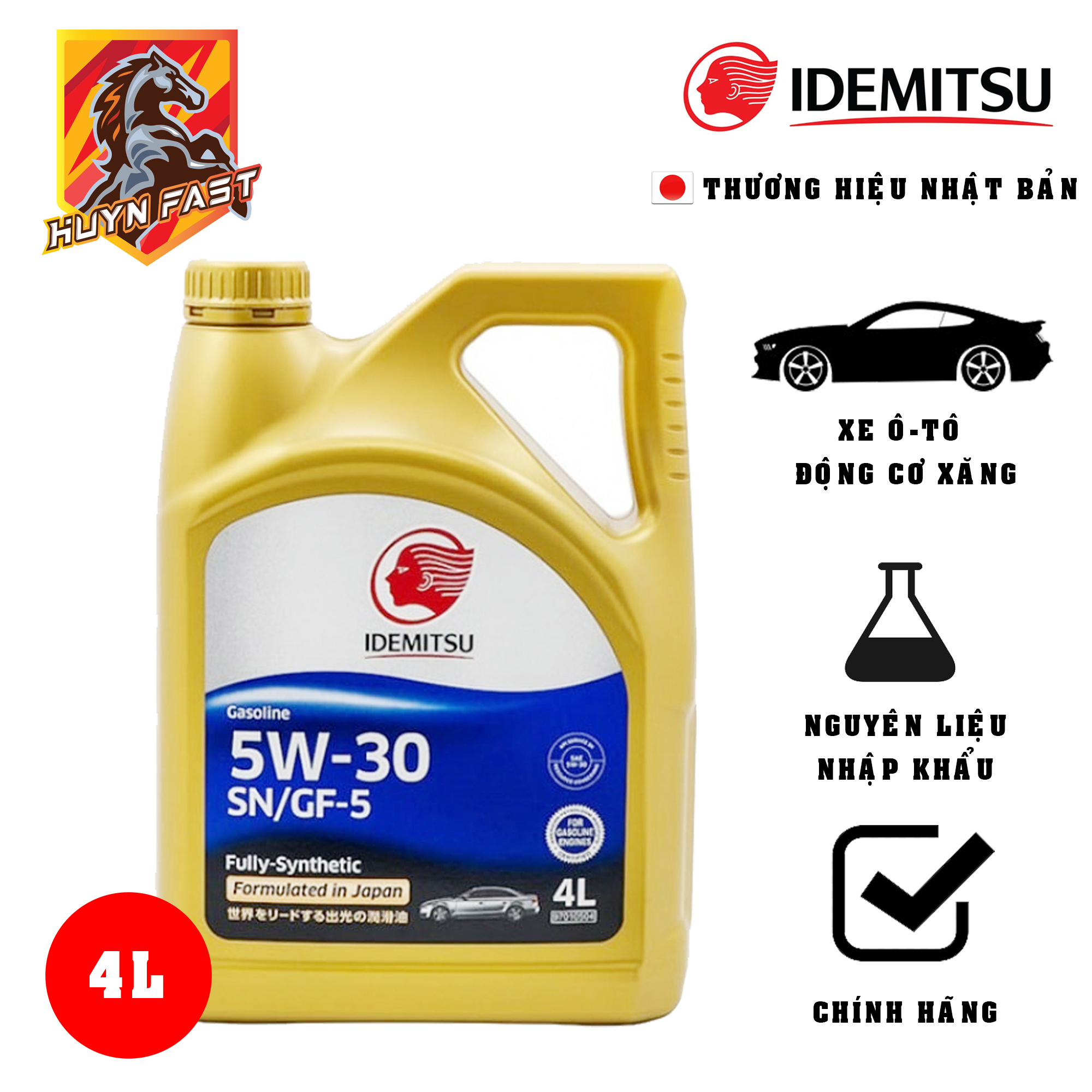 Dầu nhớt xe ô-tô idemitsu 5w30 - 100% tổng hợp cao cấp