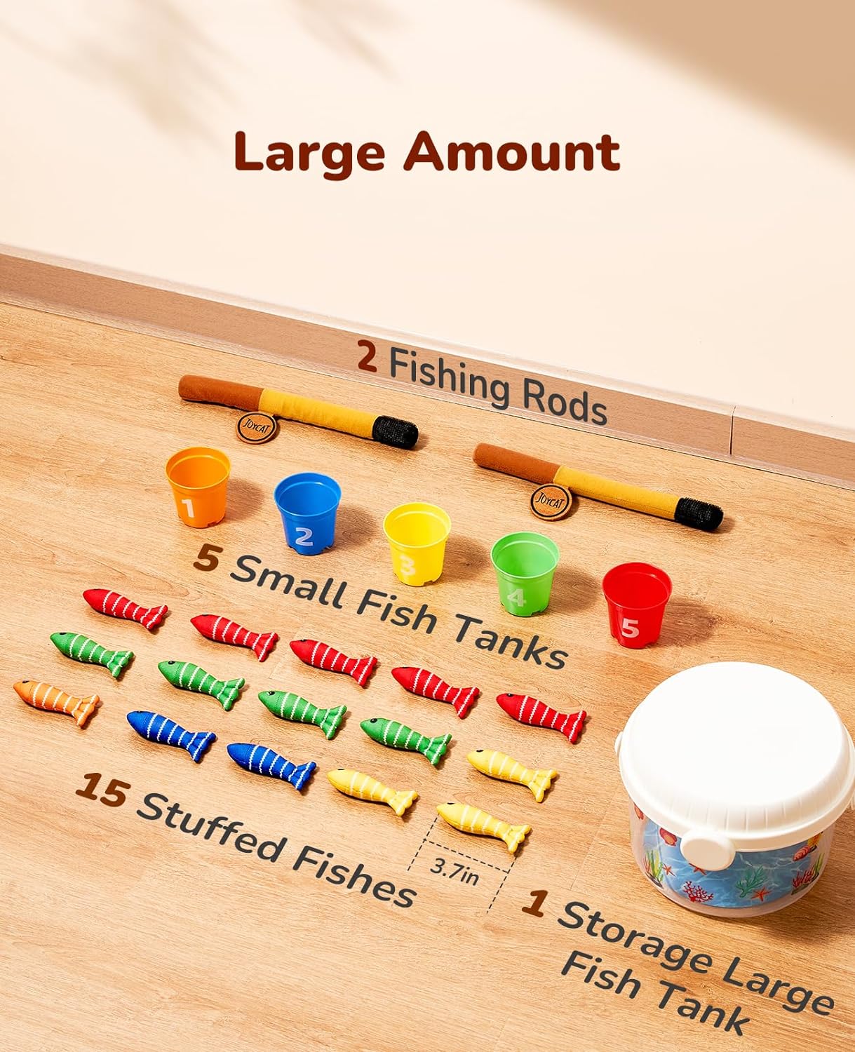 LZD JoyCat Fishing Games Toys for Toddler Kids, Counting and Color Sorting  Non Magnetic Fishing Toys, Early Educational Fine Motor Skills Toys for  Toddlers 1-3 Years Old, with 2 Poles