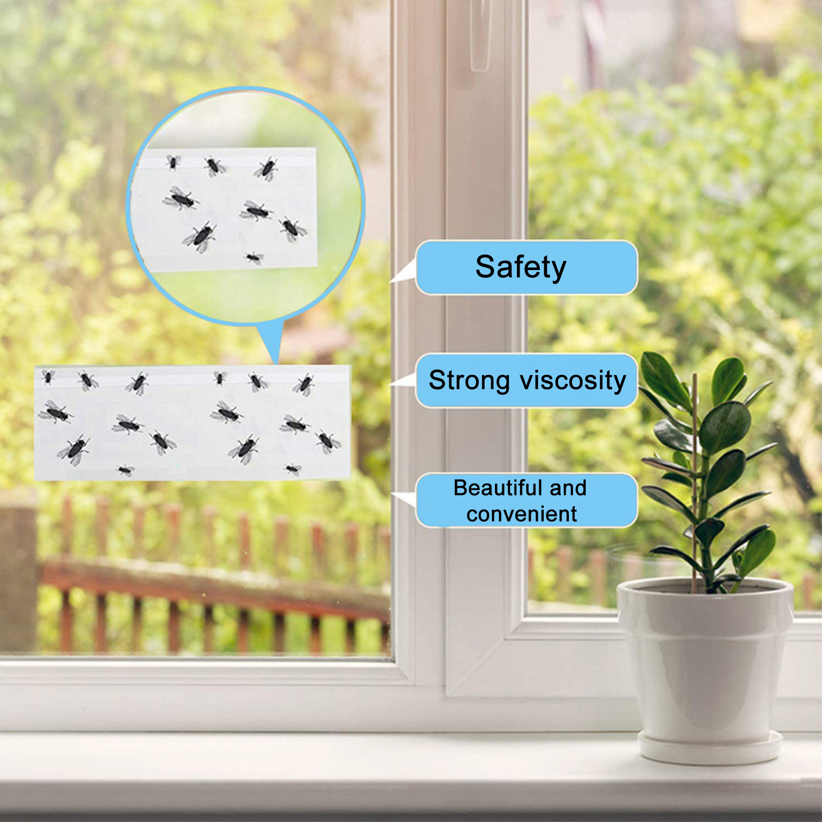 Effective Fly Paper Traps Transparent Fly Stickers Effective Fruit Fly Traps Catch Flies with Strong Adhesive Pest Glue Traps for Indoors Window Sticky Paper