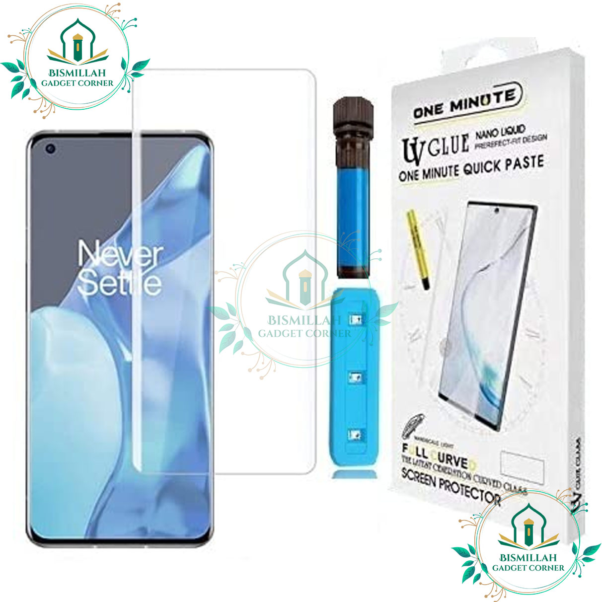 UV Tempered Glass For OnePlus 7 Pro / OnePlus 7T Pro Screen Protector Curved with Liquid Glue and UV Light -Transparent Clear.