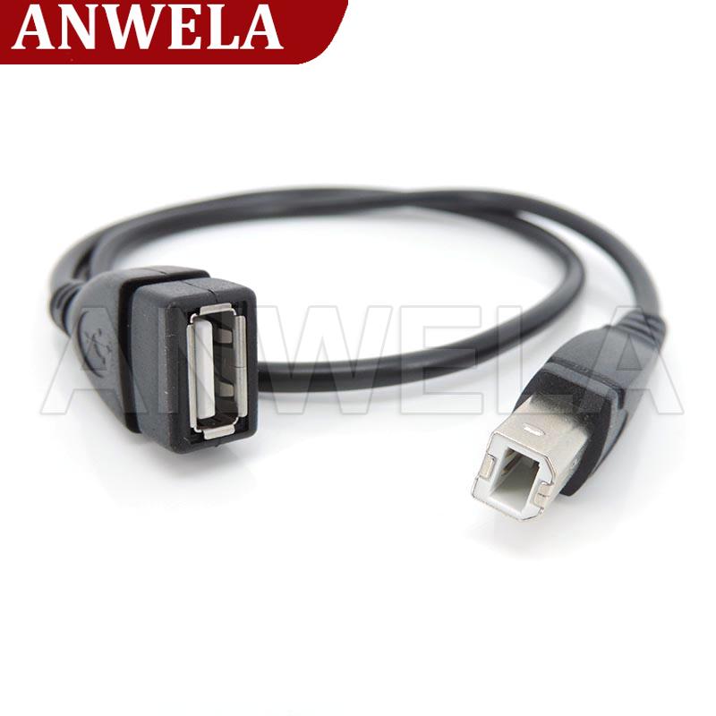 Anwela1 shop black 50cm usb 2.0 type a female to usb b male scanner printer connector extender cable usb printer extension wire adapter