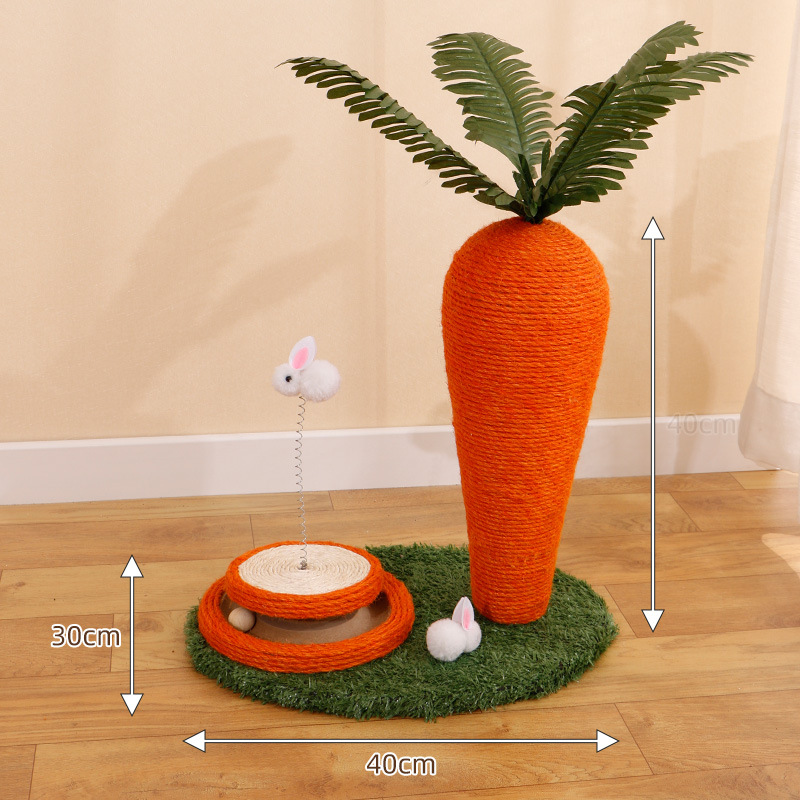 Cat crawler carrot shape cat scratching post sisal material cat claw grinding interactive cat crawler cat toy