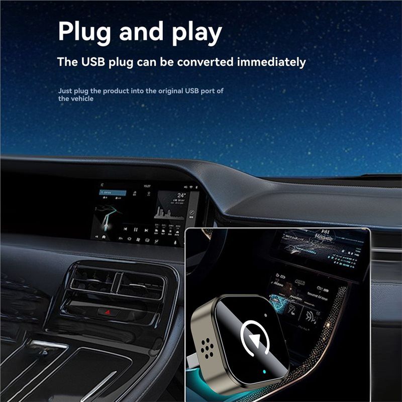 2IN1 Wireless CarPlay Android Auto Adapter BT+WIFI USB Dongle Plug Play Mini Smart Box Convert Wired Carplay to Wireless.