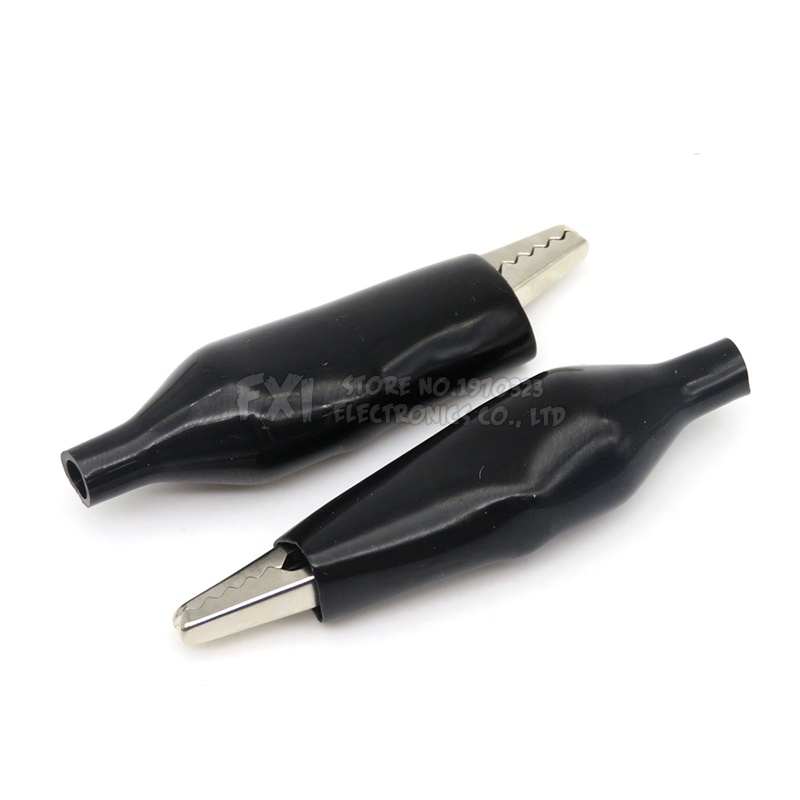 10 chiếc kẹp điện Cá Sấu kẹp cá sấu 45mm thử nghiệm đầu dò mét đen đỏ với mạch tích hợp kẹp thử điện Mũ bịt bằng nhựa