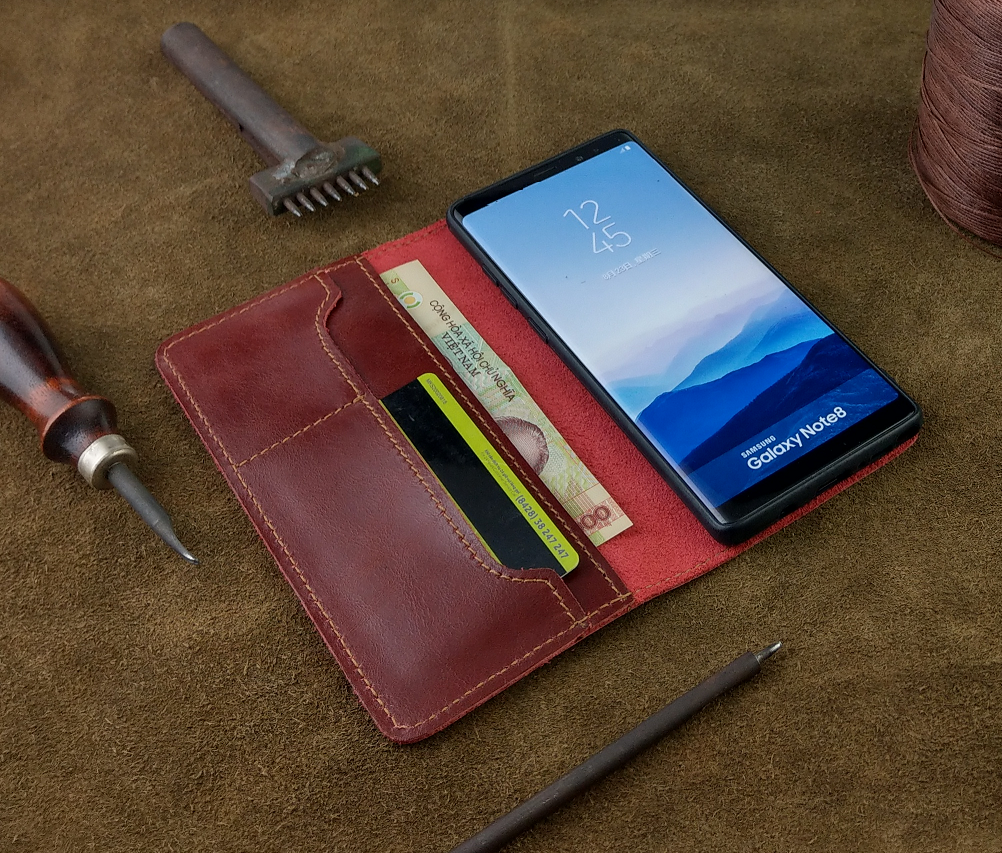 Bao Da Samsung Galaxy Note 8 Handmade Da Bò Thật