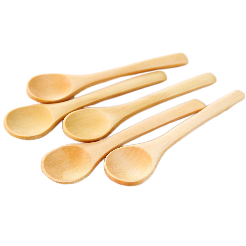 【LovingLife Store】1PCS Wooden Round  Spoon Dessert Teaspoon Ice Cream Dessert Honey Child Baby Spoon Kitchen Cooking Utensil Tools Soup Tea Coffee Salt Spoons Jam Scoop  Kids Tableware