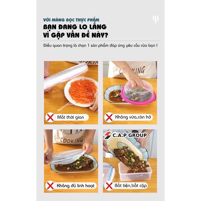 Set 100 Chiếc Màng Bọc Thực Phẩm Co Giãn Siêu Dai Có Chun