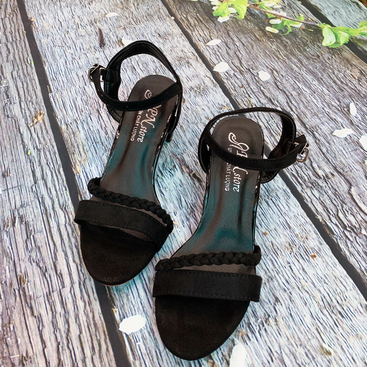 Giày cao gót giày sandal cao gót vuông 5p quai bản nhung bính chéo SD10
