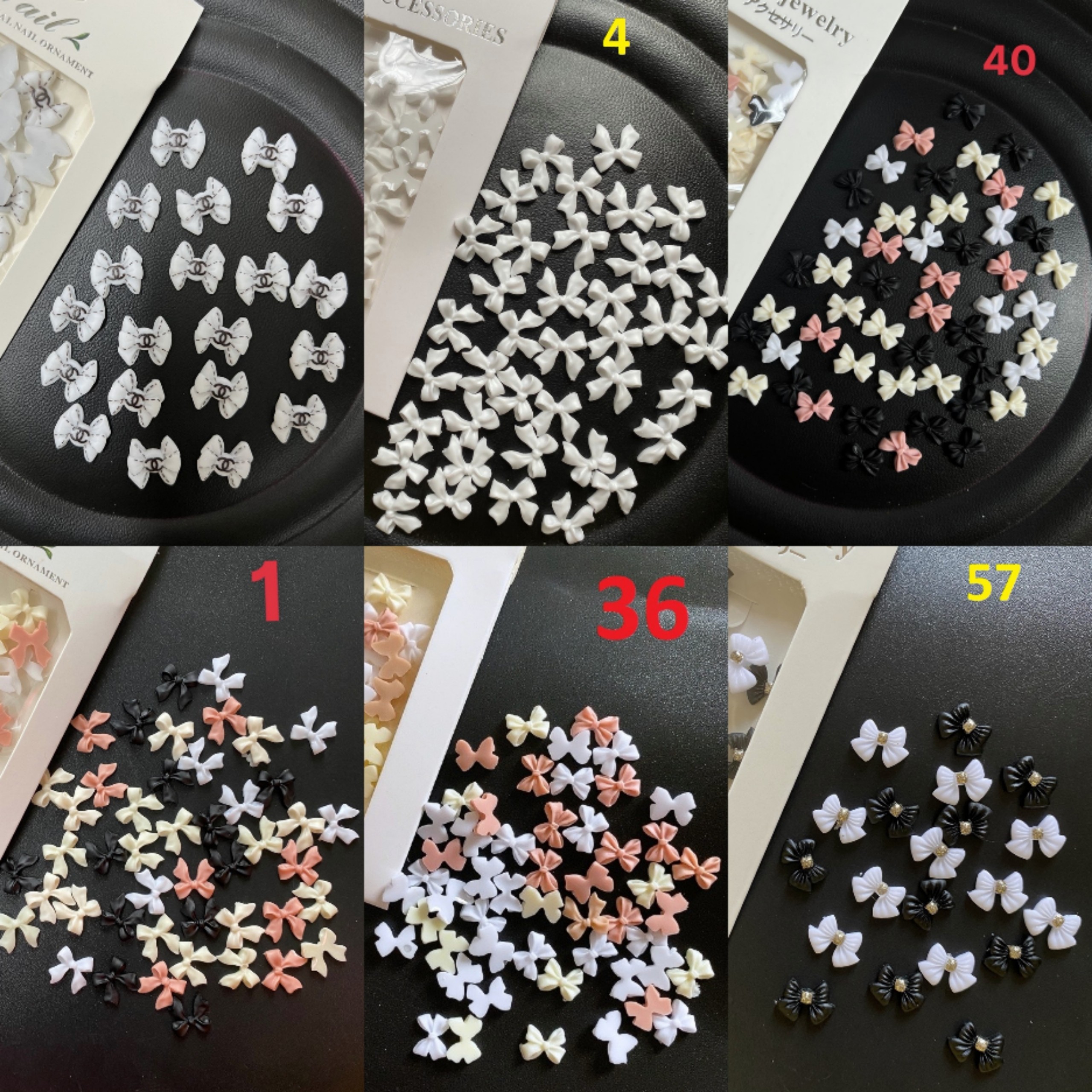 Set charm nơ trang trí đính móng, Charm nơ gắn móng nail