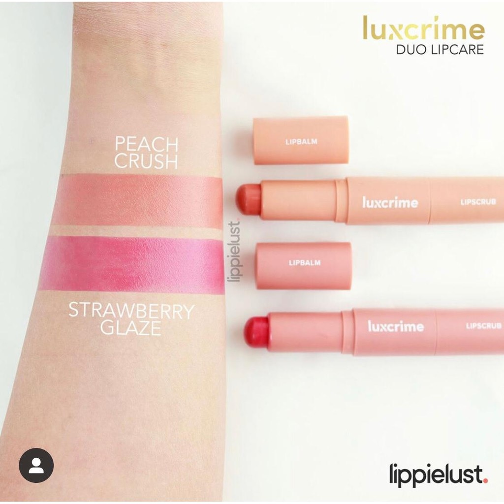 [BPOM] Luxcrime Duo Lip Care 2IN1 Lip scrub & Lip balm Strawberry