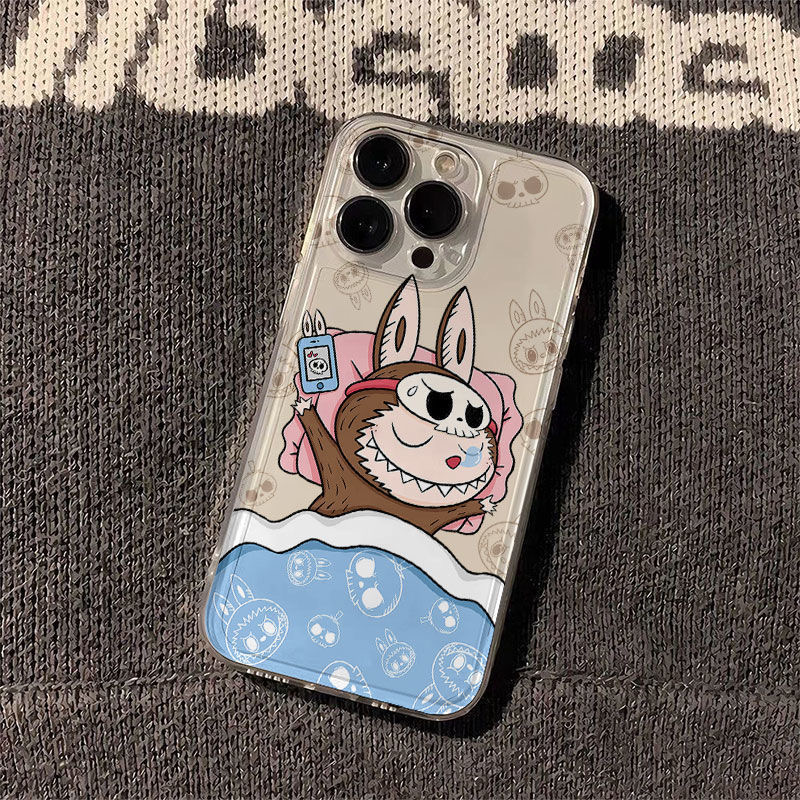 Cute cartoon sleeping LABUBU Clear Space Phone Case For iPhone 11 12 13 14 15 16 Pro Max Mini X XS XR 7 8 plus SE2 SE3 Transparen labubu phone case. 