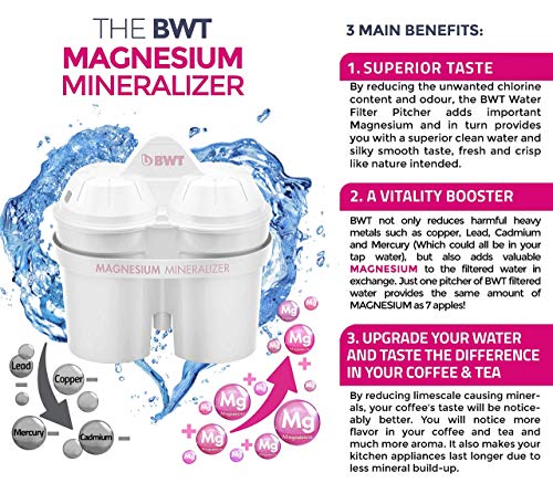 BWT Award Winning Austrian Quality Water Filter Pitcher Patented Magnesium Technology for Superior Filtration and Taste 