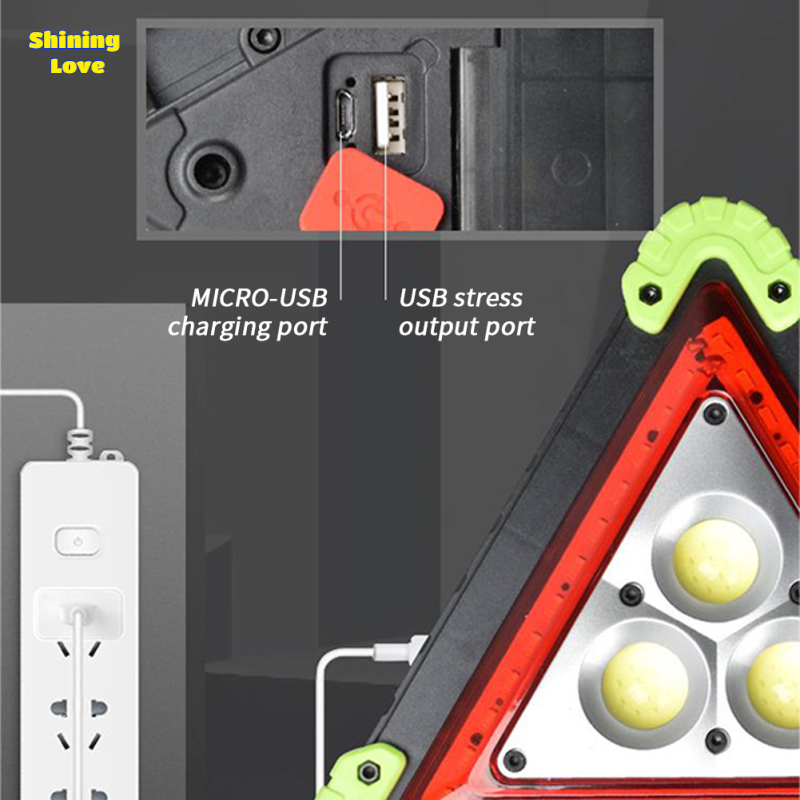 Shininglove 10W Multi-Function Emergency Warning Triangle LED Warning Light USB Rechargeable Hand Light Safety Signal Light
