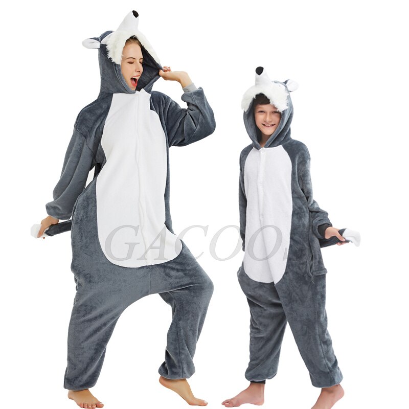 New Animal Unicorn Pajamas Adults Winter Sleepwear Kigurumi Wolf Panda Unicornio Pyjamas Women Onesie Anime Costumes Jumpsuit