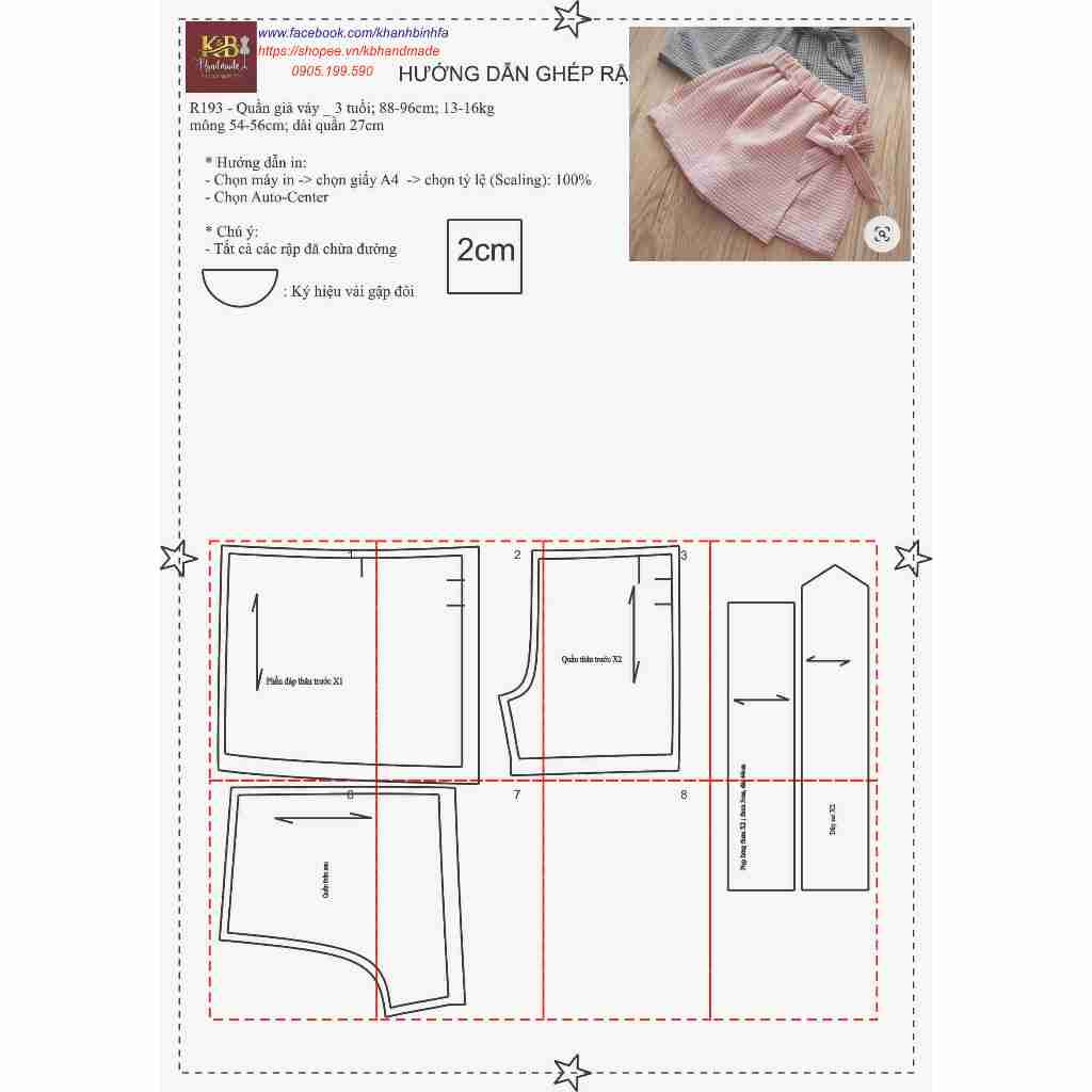 Rập giấy A0 mã R193 - quần váy
