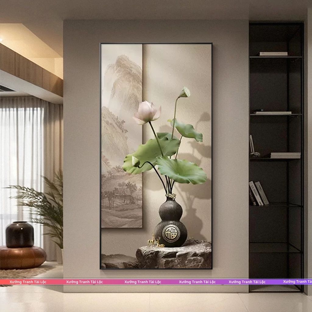 Tranh Treo Tường Tráng Gương Hoa Sen In UV 5D Cao Cấp, Hiện Đại, BH 12 Tháng