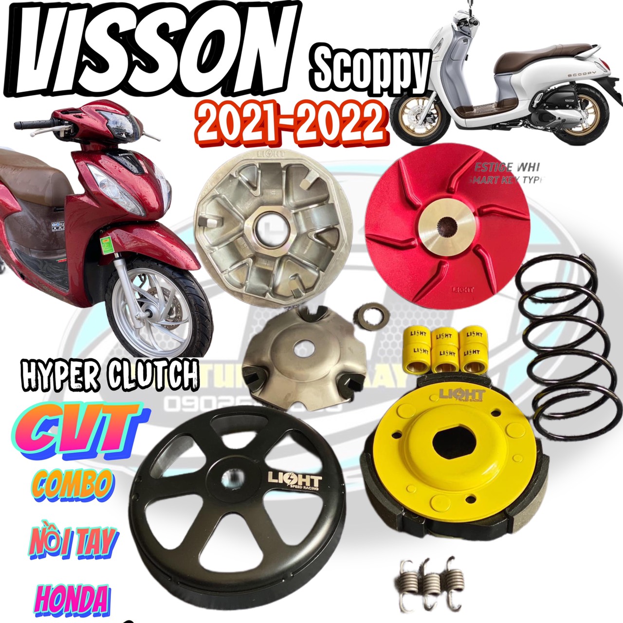 Combo nồi xe tay ga LIGHT SPEED v3 AB 110 / CLICK 110 / VISION 2021 / SCOOPY CÁC ĐỜI