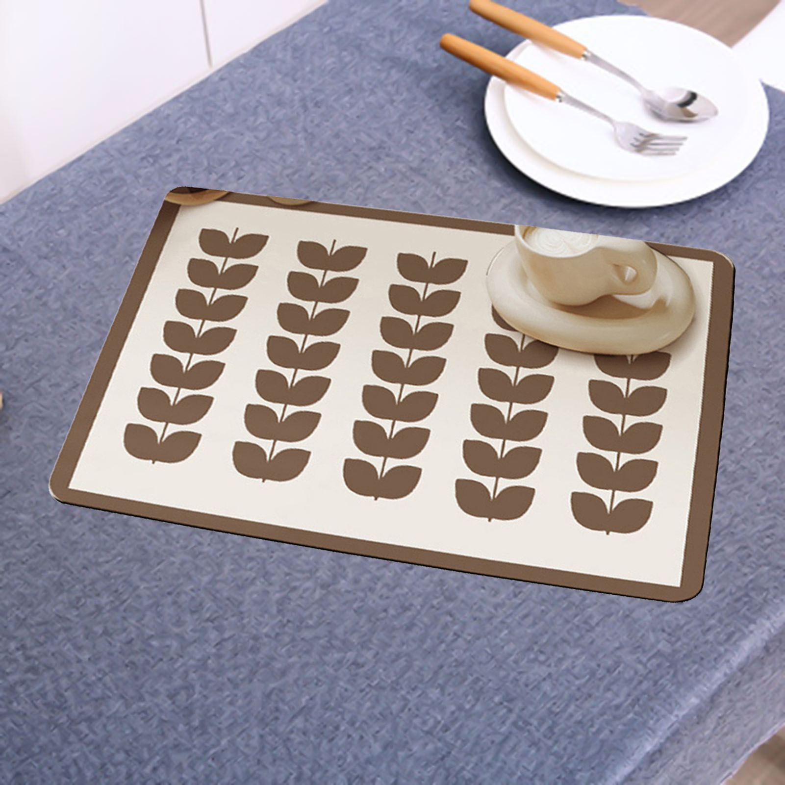TuPAC24 Kitchen Draining Mat Foldable Dinnerware Draining Mat Geometric Kitchen Drying Mat Super Absorbent Anti-slip Multi-functional Placemat Coffee Maker Pad Quick-drying Wear Resistant