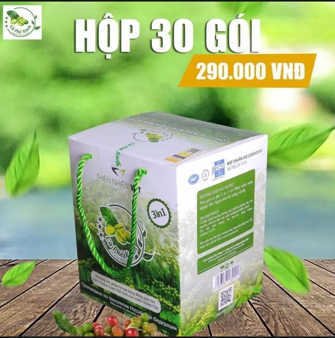 [TEM ĐIỆN TỬ-CHÍNH HÃNG] Cà Phê Xanh Kháng Mỡ Hỗ Trợ Giảm Cân Hiệu Quả (Hộp 30 gói)