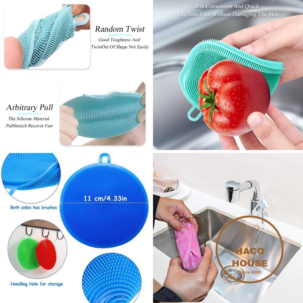 Miếng rửa chén silicon 🍁FREESHIP🍁miếng rửa bát có móc treo tiện dụng (Tuyển Sỉ )