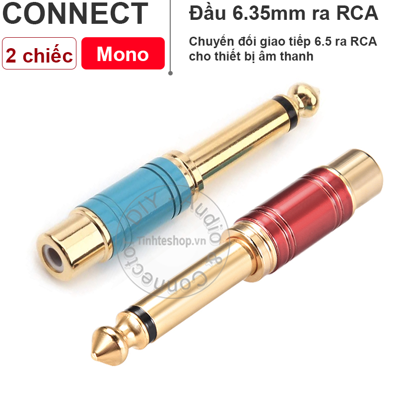 2PCS - 6.35mm to RCA female jack plug gold 24K plated