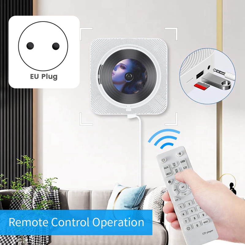 Portable Bluetooth CD Player,Wall Mount CD Player Home Audio Music Players with Remote Control,LCD Display