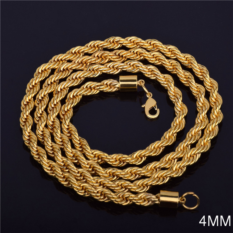 2019 Hot sale Retail Wholesale Long Gold-Color Man 4mm 16,18,20,22,24 ...