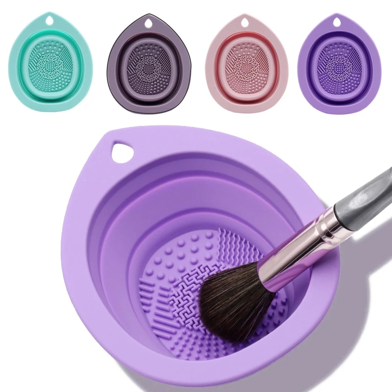 Cọ trang điểm dụng cụ làm sạch giọt nước loại Silicone gấp chậu rửa Cọ đánh phấn mắt rửa đệm mềm