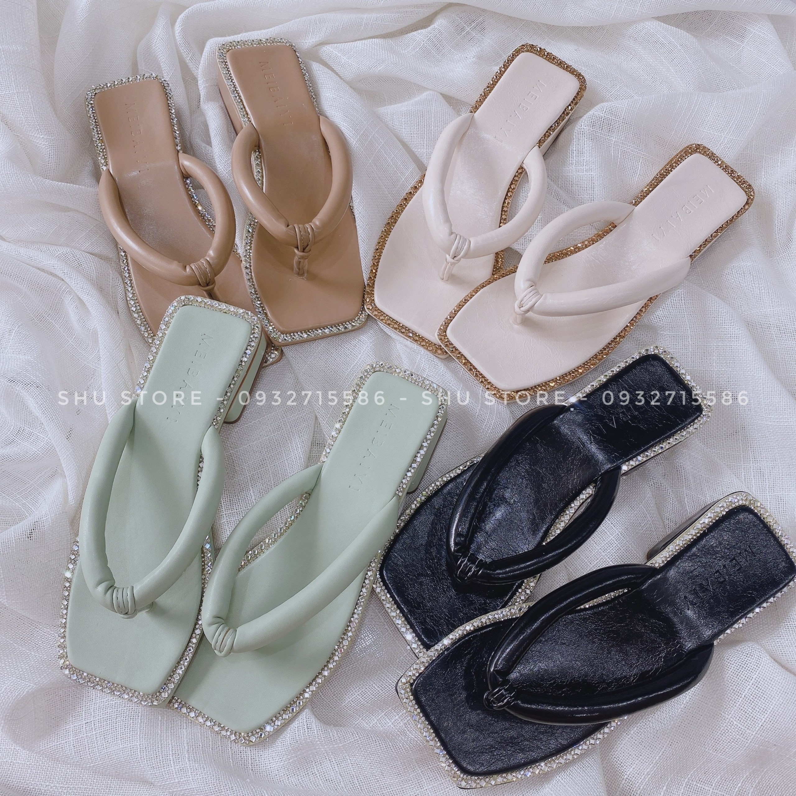 Guốc quai kẹp viền đá - guốc nữ thời trang shu stor
