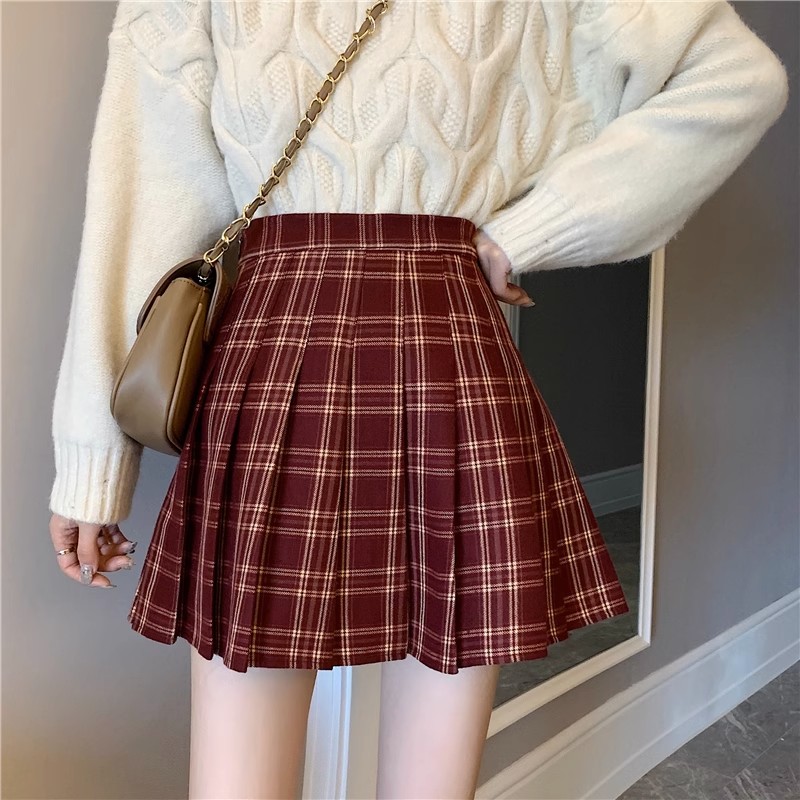 Xiang nian ni pleated skirt jk skirt plaid skirt