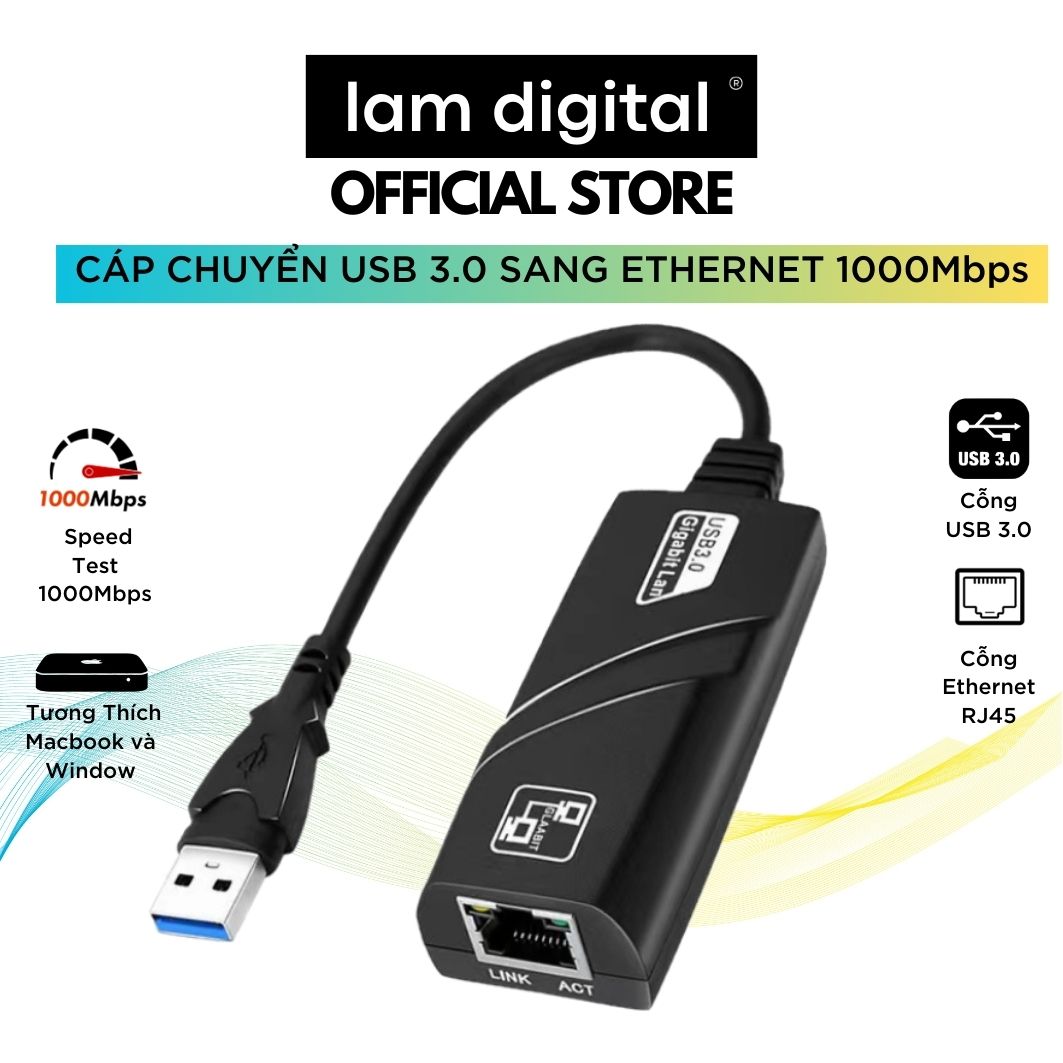 Cáp chuyển đổi usb 3.0 sang cỗng lan rj45 10-100mbps chất lượng cao