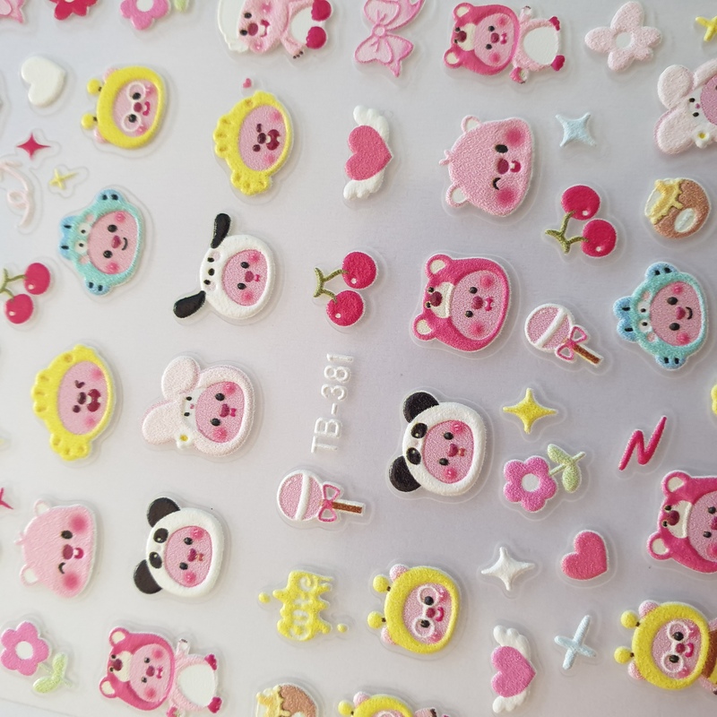 Sticker Lụa Nổi 5D | Hoạt Hình Loopy | Hình Dán Móng Tay