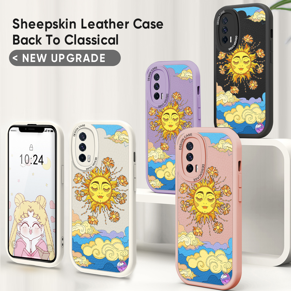 YYDS for iPhone 16 Pro Max 16 Plus Back Cover Personality Sun Clouds PU Leather Case Soft Thin Drop Resistant Phone Case.