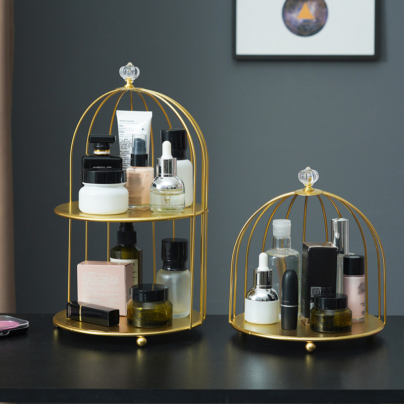 Beauty Racks Iron Art Nordic Style Bird Cage Rack Cosmetic Storage Rack Finishing ...