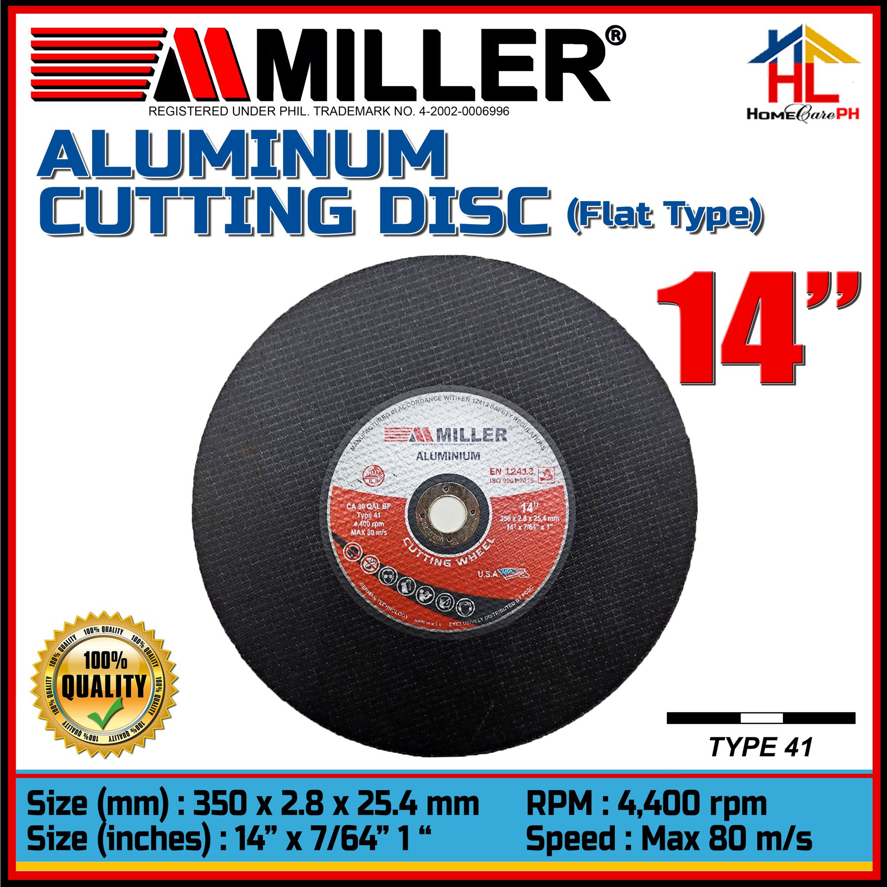 Miller Aluminum Cutting Disc (Flat Type) 14" inches Lazada PH
