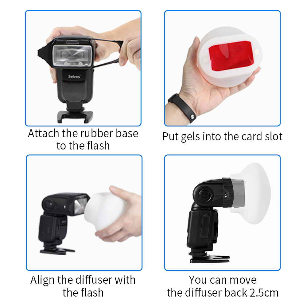 Selens Bộ Khuếch Tán Đèn Flash Bộ Khuếch Tán Hình Cầu Silicon Từ Tính Với Đế Bộ Điều Chỉnh Ánh Sáng Mô-đun Và Bộ Gel Lọc Để Chụp Ảnh Studio Đèn Flash Chụp Ảnh