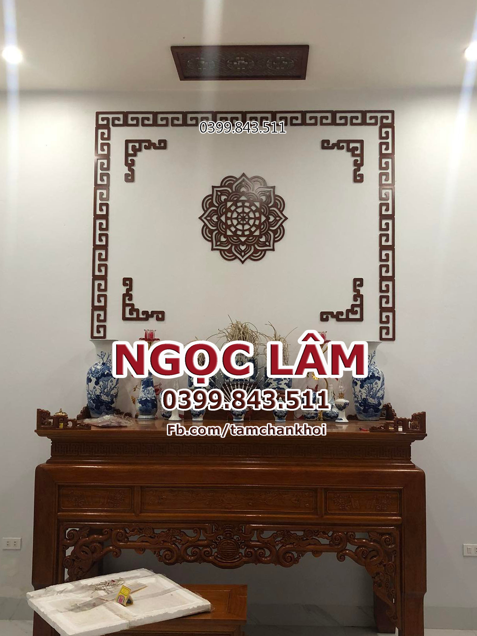 Ốp trang trí ban thờ 41x41cm hoa Sen
