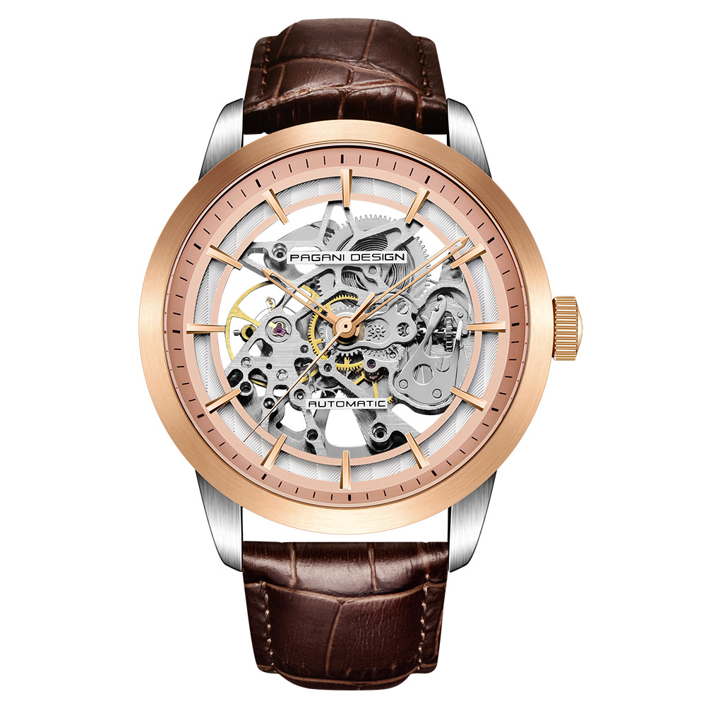⌚ 2023 New Bojiani Pagani Cross-Border Waterproof Watch Mechanical Watch Automatic Men's Hollowed Fashion Belt Men's Watch