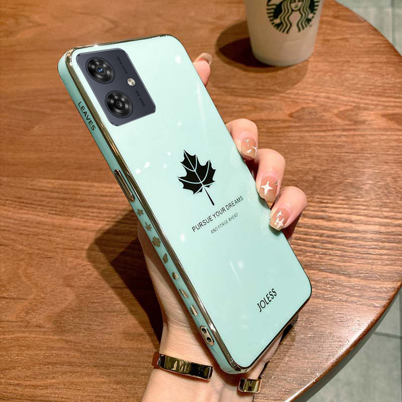 Phone case For Motorola G64 Back cover Shining Maple Leaf Design soft plating Back cover Motorola Moto G64 case. 