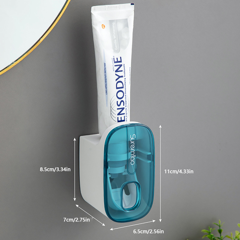 [FU💖] 1Pcs Automatic Toothpaste Dispenser Bathroom Accessories Wall Mount No Punching Lazy Toothpaste Squeezer Toothbrush Holder