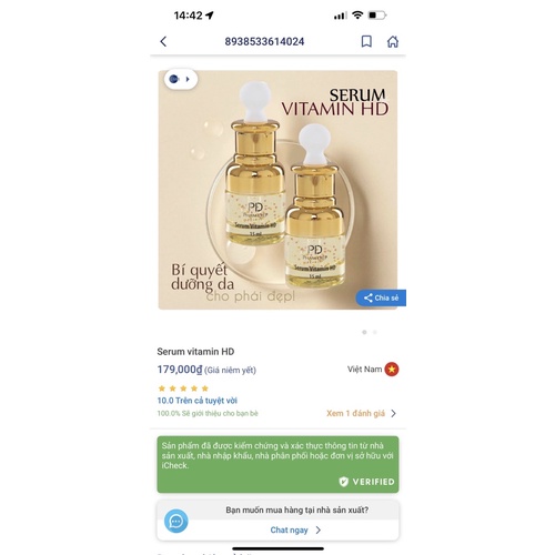 (Chính hãng 100%) Serum Phạm Điệp HD dưỡng trắng da