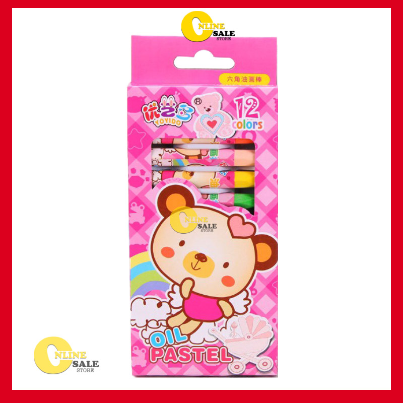 Màu sáp dầu Oil Pastel an toàn cho bé giá rẻ 12 Màu- Bút sáp màu dầu học sinh- Hộp bút sáp màu- Hộp viết sáp màu dầu