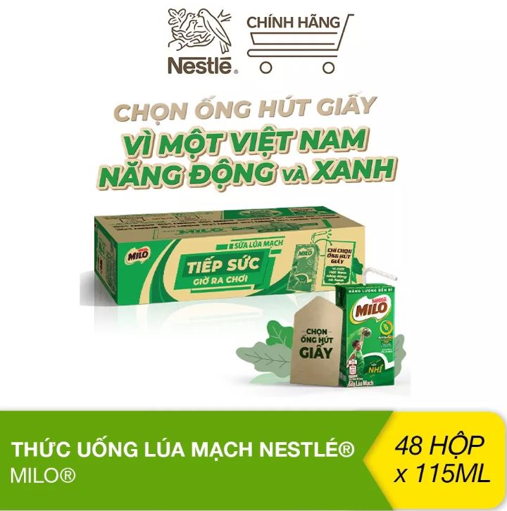 HCM Sữa Milo lúa mạch Nestlé thùng 48 hộp 48x115ml