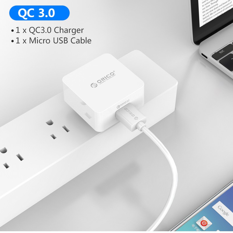 Orico qc3.0 usb charger travel wall adapter with micro usb cable for iphone ipad mobile phones