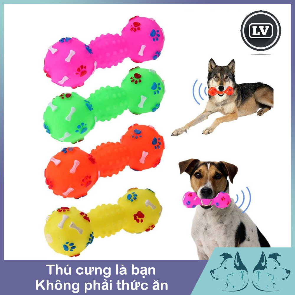 Đồ chơi chút chít hình quả tạ cho thú cưng bằng nhựa