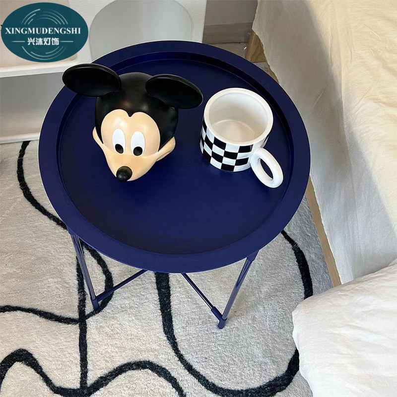 Multi-functional round table Mini folding tray table Simple creative sofa coffee table Bedroom small round table simple