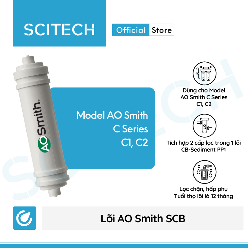 Bộ lõi máy lọc nước AO Smith C1/C2